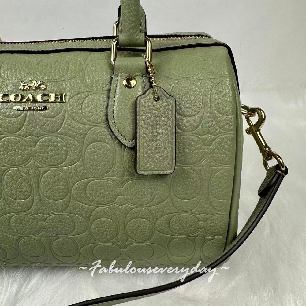 Coach Rowan Satchel Bag Crossbody In Signature Leather Gold/Pistachio CEW03 NWT - Picture 3 of 6